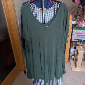 ⚡Roaman's Dark Green Short Sleeve V-Neck Dress 30/32 3X